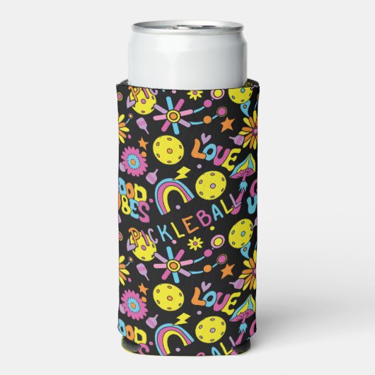 Mit den ersten, Groovy, Retro 90er, schwarz Seltze Selters Dosenkühler (Seltzer Vorderseite)