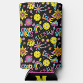 Mit den ersten, Groovy, Retro 90er, schwarz Seltze Selters Dosenkühler (Vorderseite)