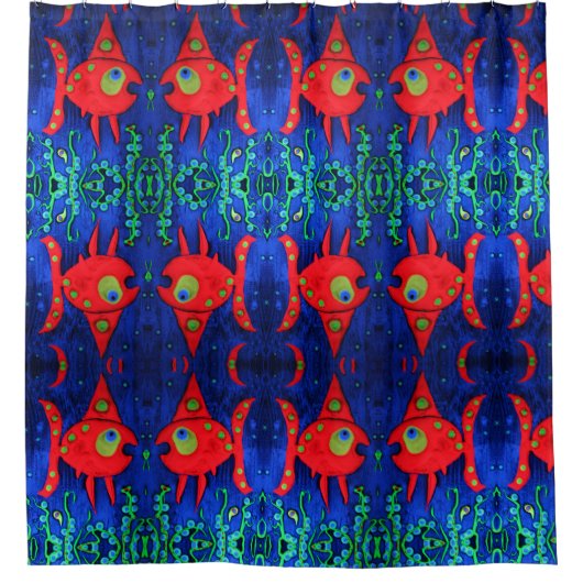 Mit den Fischen schwimmen Duschvorhang (Vorderseite)