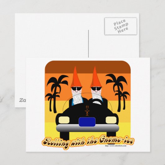 Mit den Gnom-Ies rollen Postkarte (Vorne/Hinten)