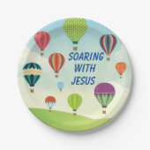 Mit den Tellern des Party Jesu-Kids in die Höhe Pappteller (Vorderseite)