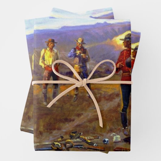 "Mit den Waren gefangen" von Charles M. Russell Geschenkpapier Set (Beispiel)