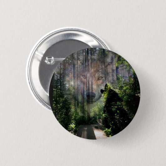 Mit den Wölfen verschwunden Button (Vorne & Hinten)