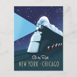 "Mit der Bahn" New York - Chicago Postkarte