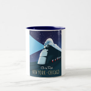 "Mit der Bahn" New York - Chicago Zweifarbige Tasse