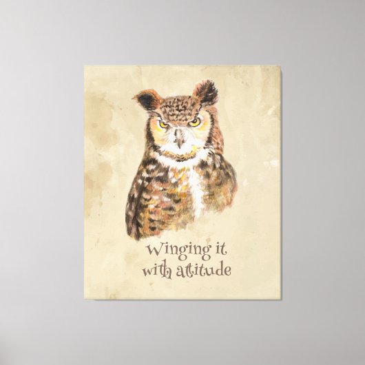Mit der Einstellung Owl Sassy Attitude Print Leinwanddruck (Vorderseite)