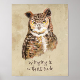 Mit der Einstellung Owl Sassy Attitude Print Poster