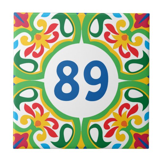 mit der Hausnummer Azulejos, dekorative Muster, Fliese (Vorderseite)