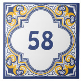 💙 💛 mit der Hausnummer blau und gelb Azulejos Fliese (Vorderseite)