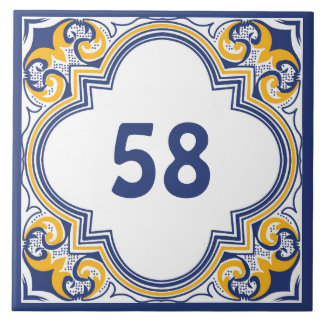 💙 💛 mit der Hausnummer blau und gelb Azulejos Fliese
