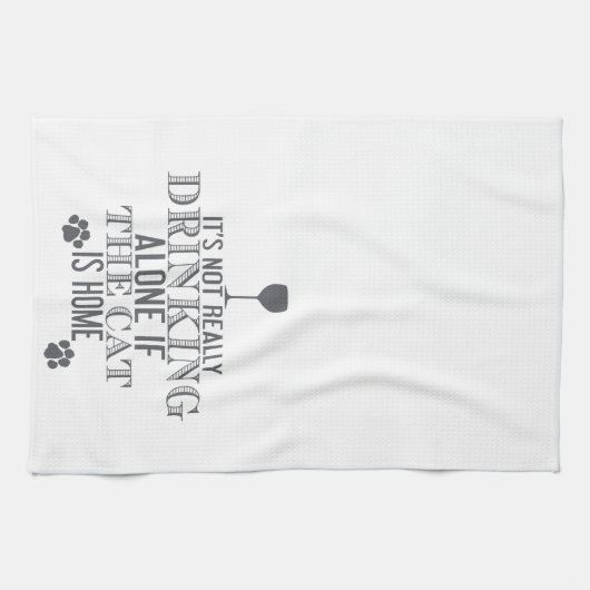 Mit der Katze trinken - grau | Funny Kitetücher Geschirrtuch (Horizontal)