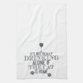 Mit der Katze trinken - grau | Funny Kitetücher Geschirrtuch (Vertikal)