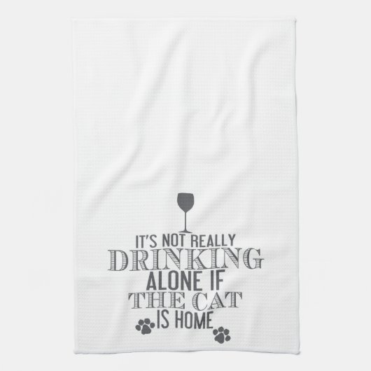 Mit der Katze trinken - grau | Funny Kitetücher Geschirrtuch (Vertikal)