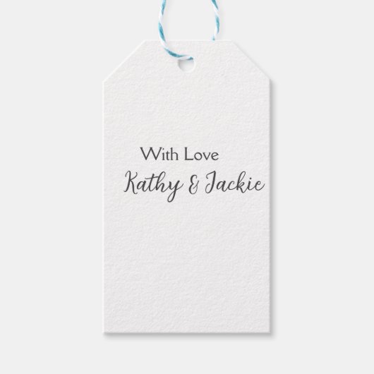 Mit der Liebe fügen Sie Ehepaare Namen Hochzeit ei Geschenkanhänger (Vorderseite)