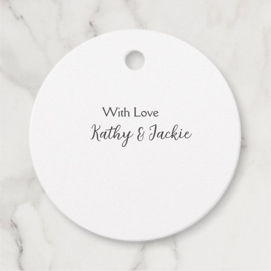 Mit der Liebe fügen Sie Ehepaare Namen Hochzeit ei Geschenkanhänger (Vorderseite)