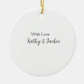 Mit der Liebe fügen Sie Ehepaare Namen Hochzeit ei Keramik Ornament (Vorne)
