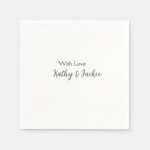 Mit der Liebe fügen Sie Ehepaare Namen Hochzeit ei Serviette
