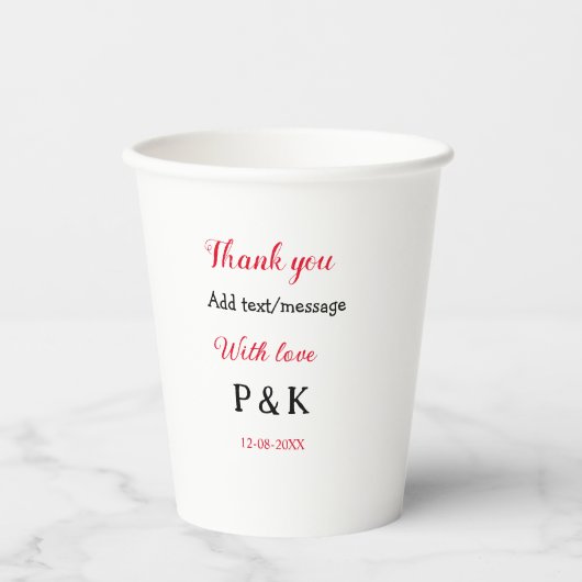Mit der Liebe fügen Sie ein paar Namen Buchstaben  Pappbecher (Vorderseite)