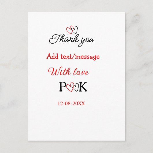 Mit der Liebe fügen Sie ein paar Namen Buchstaben Postkarte (Vorderseite)