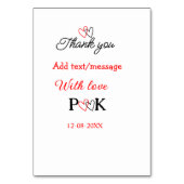 Mit der Liebe fügen Sie ein paar Namen Buchstaben Tischnummer (Rückseite)