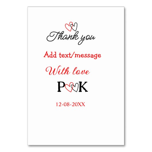 Mit der Liebe fügen Sie ein paar Namen Buchstaben Tischnummer (Vorderseite)