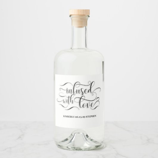 Mit der Liebe selbst gepresste Hochzeit Alkoholflaschenetikett (Vorderseite)