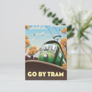 Mit der Straßenbahn fahren Einladungspostkarte