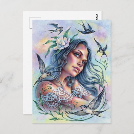 Mit der Swallows Postcard Summer Jood Birds versch Postkarte (Vorne/Hinten)