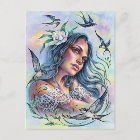 Mit der Swallows Postcard Summer Jood Birds versch Postkarte (Vorderseite)