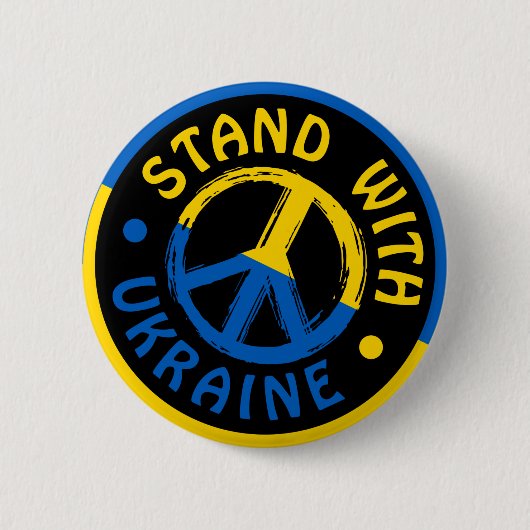 Mit der Ukraine stehen, das ukrainische Friedensze Button (Vorderseite)