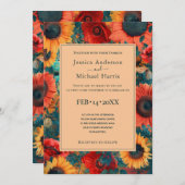 Mit Details Sonnenblumen und Mohn Reverie Einladun Einladung (Vorne/Hinten)