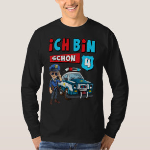Mit deutschem Text Ich bin 4 Jahre Boys' Polizeiwa T-Shirt