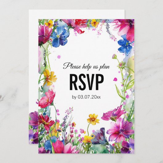 💍 mit Diätauswahl Meadow Blooms RSVP-Karte Einladung (Vorne/Hinten)