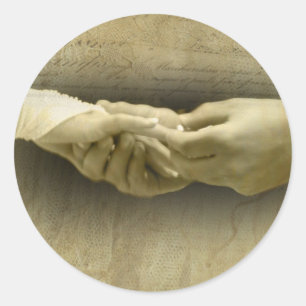 Mit diesem Ring, Romantische Vintage-Hochzeitslieb Runder Aufkleber