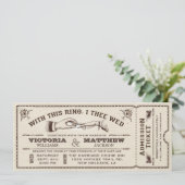Mit diesem Ring, Vintage Wedding Ticket Einladung (Stehend Vorderseite)