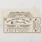 Mit diesem Ring, Vintage Wedding Ticket Einladung (Vorne/Hinten)