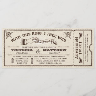 Mit diesem Ring, Vintage Wedding Ticket Einladung