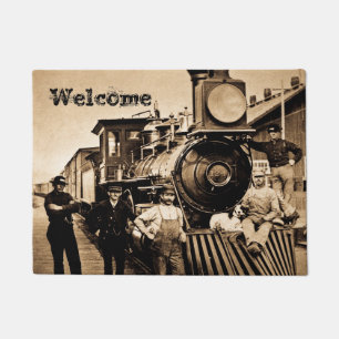 Mit diesem Zug fahren Vintage-Eisenbahn-Lokcrew Fußmatte