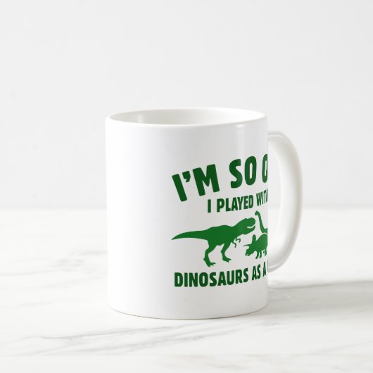 Mit Dinosauriern gespielt Kaffeetasse (VorderseiteRechts)