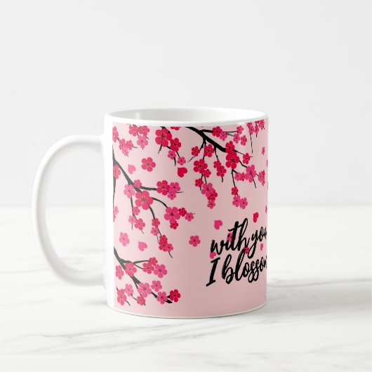 mit dir blüte ich Kirschsakura Kaffeetasse (Links)
