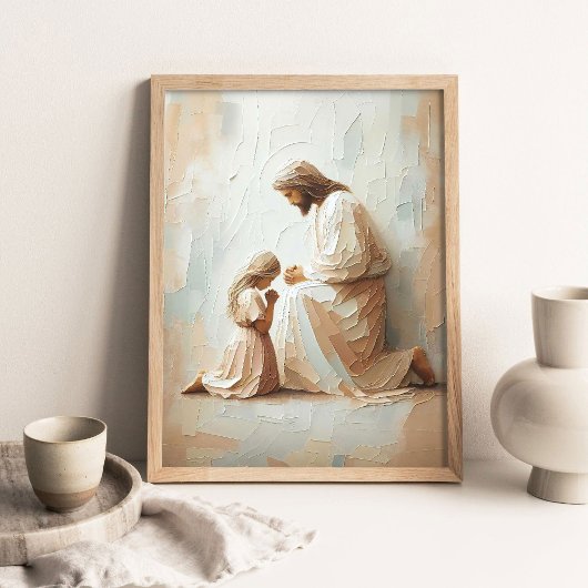 Mit dir im Gebet Moderne Christliche Kunst, Jesus  Poster