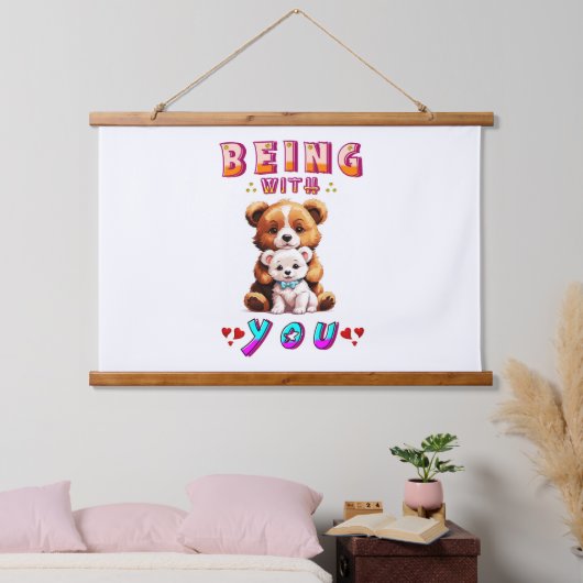 Mit dir sein wandteppich mit holzrahmen (Schlafzimmer)