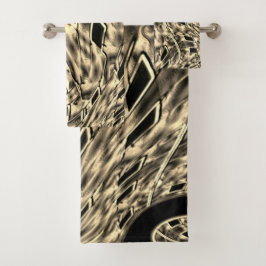 mit dunkelbeige Ton vermischt, Spiegel Badhandtuch Set