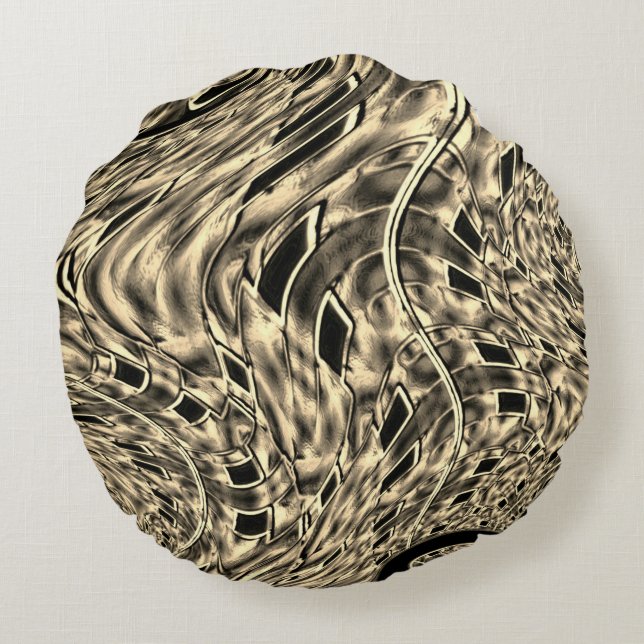 mit dunkelbeige Ton vermischt, Spiegel Rundes Kissen (Rückseite)