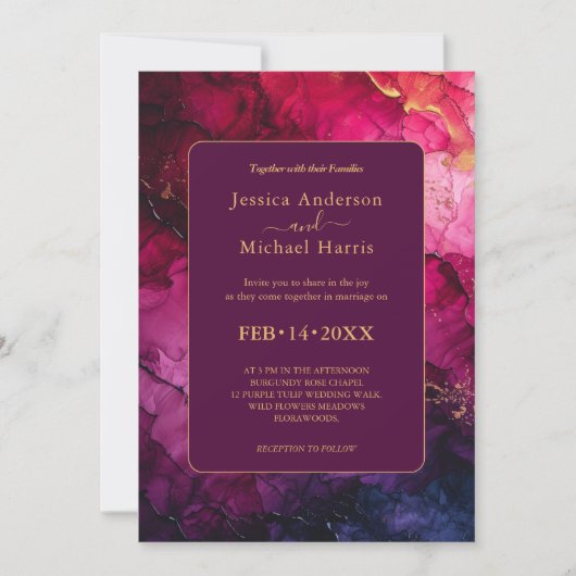 Mit Ehedetails Celestial Elegance Einladung (Vorderseite)