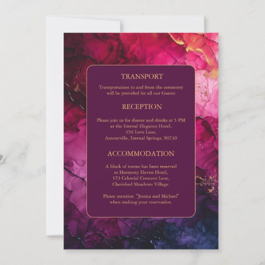 Mit Ehedetails Celestial Elegance Einladung (Rückseite)