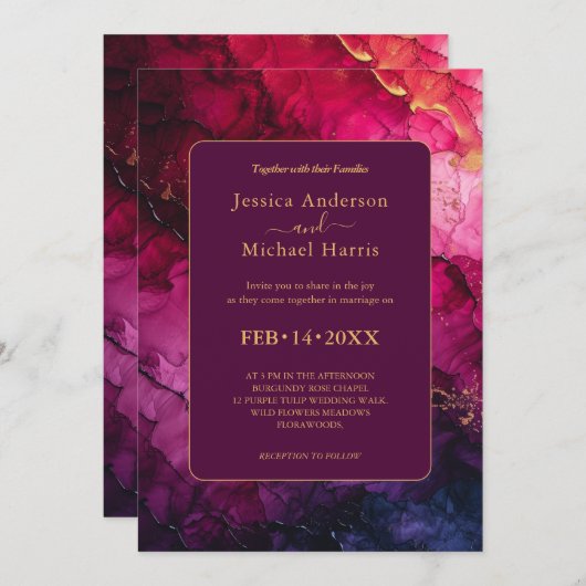 Mit Ehedetails Celestial Elegance Einladung (Vorne/Hinten)