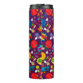 Mit eigenem Text 🎾 Eclectic Tennis 🎾 Muster lila Thermosbecher (Rückseite)