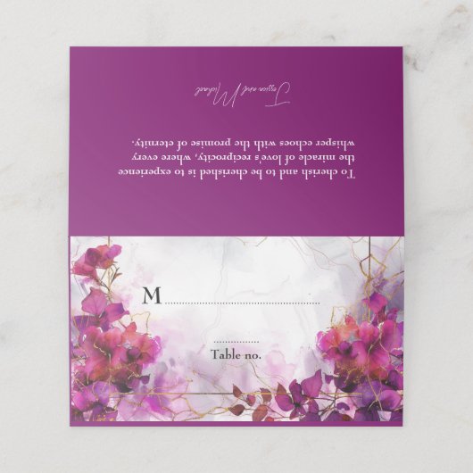 💍 mit eigenem Text Fuchsia Verzauberungsfarbe Platzkarte (Außenseite Aufgefaltet)