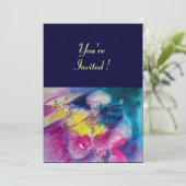 MIT EIGENEM UND VIOLIN GESCHLOSSEN, gelb, rosa bla Einladung (Stehend Vorderseite)